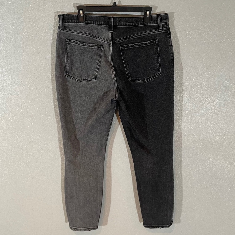 Abercrombie & Fitch Two Tone Split Black Grey High Rise Jeans Women 12R 31 - Picture 9 of 9